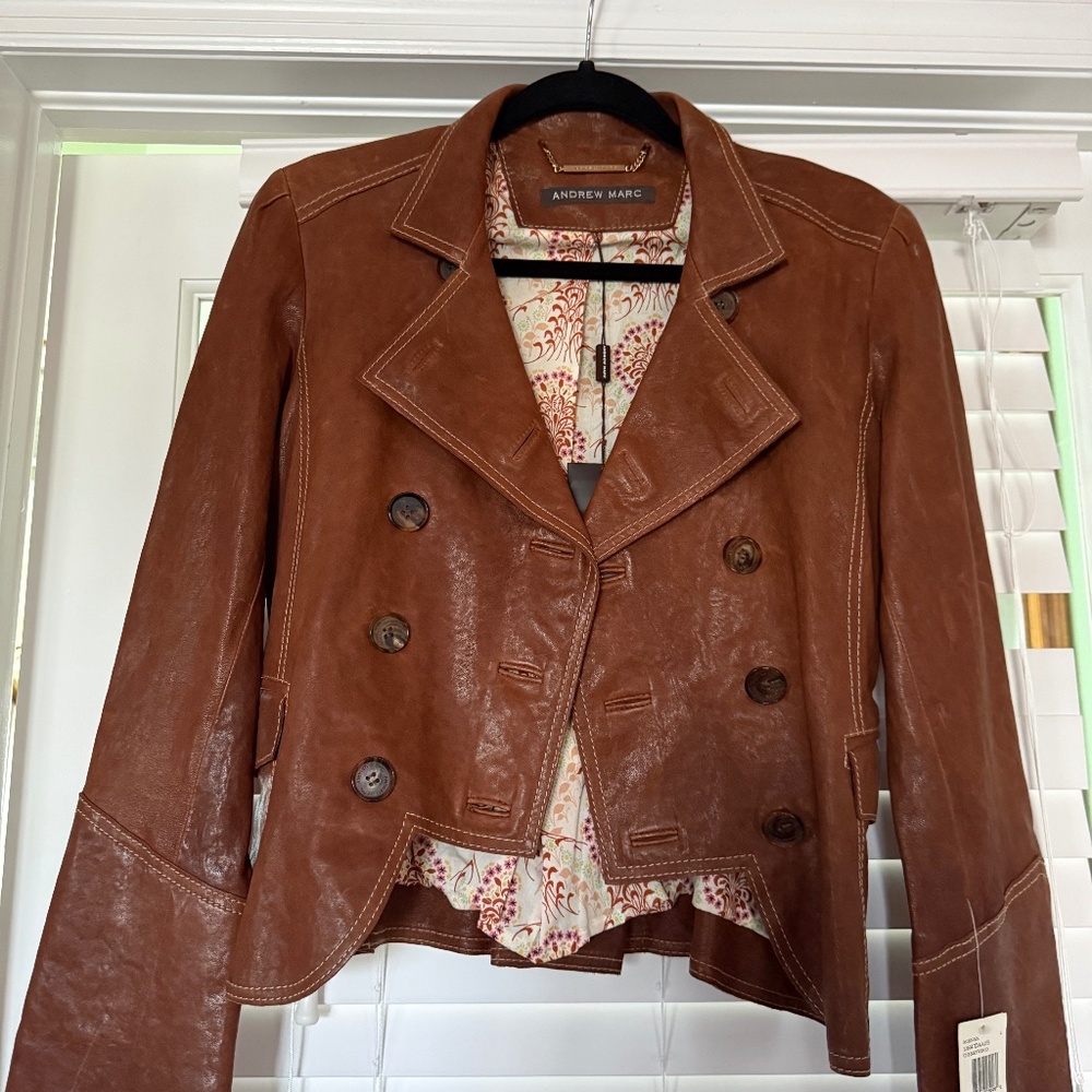Andrew Marc Comrade Cherrywood Leather Jacket